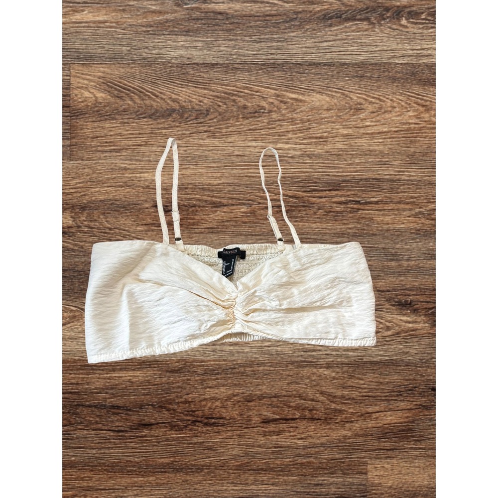 Forever 21 Cream Textured Ruched Front Bralette Bandeau Top Coquette Fairycore M